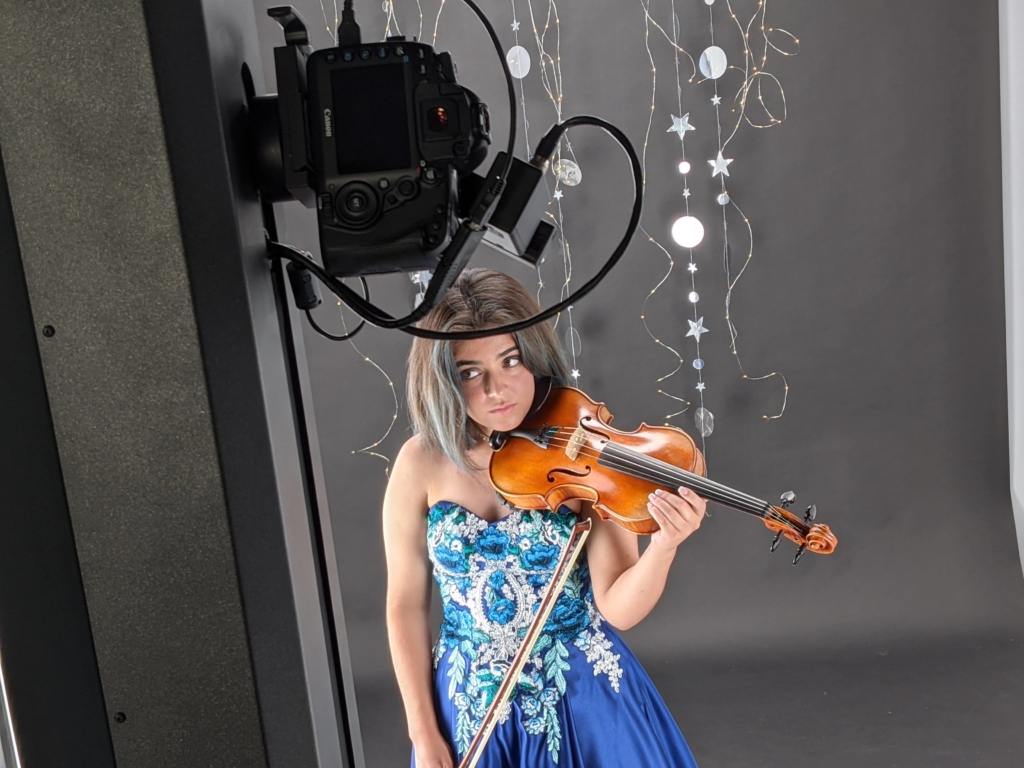 Fashion Studio Behind the Scenes of Prom Fashion Photoshoot - Violin
